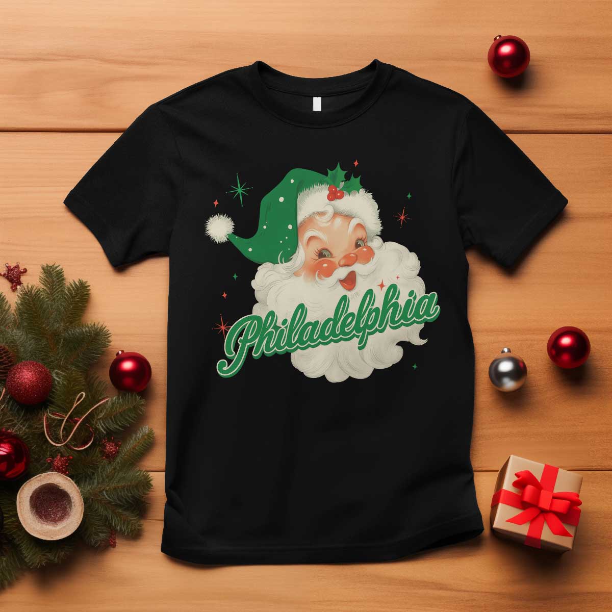 Christmas Philadelphia Football T Shirt Vintage Santa Philly Lovers - Wonder Print Shop