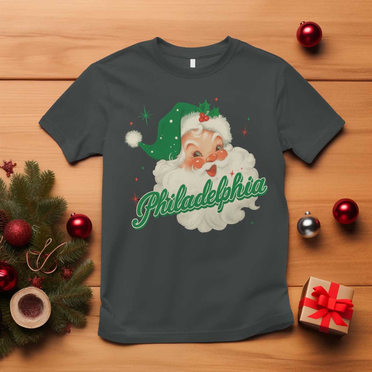 Christmas Philadelphia Football T Shirt Vintage Santa Philly Lovers - Wonder Print Shop