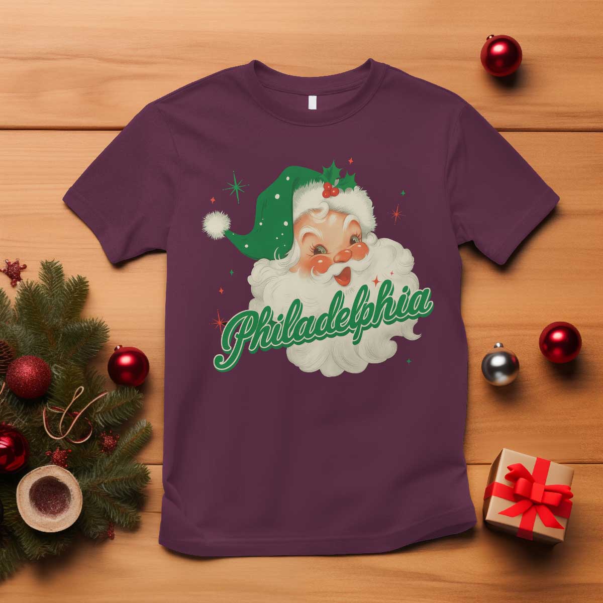 Christmas Philadelphia Football T Shirt Vintage Santa Philly Lovers - Wonder Print Shop
