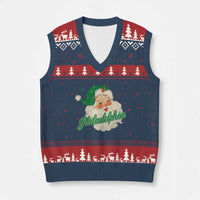 Xmas Philadelphia Football V-Neck Knit Sweater Vest Vintage Santa Philly Lovers - Wonder Print Shop