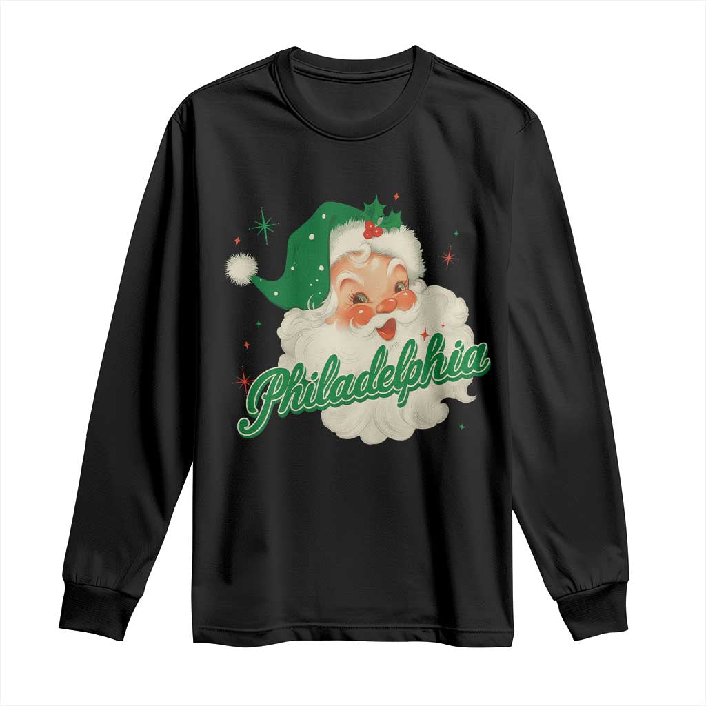 Christmas Philadelphia Football Long Sleeve Shirt Vintage Santa Philly Lovers - Wonder Print Shop