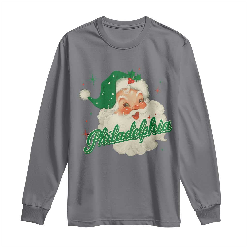 Christmas Philadelphia Football Long Sleeve Shirt Vintage Santa Philly Lovers - Wonder Print Shop