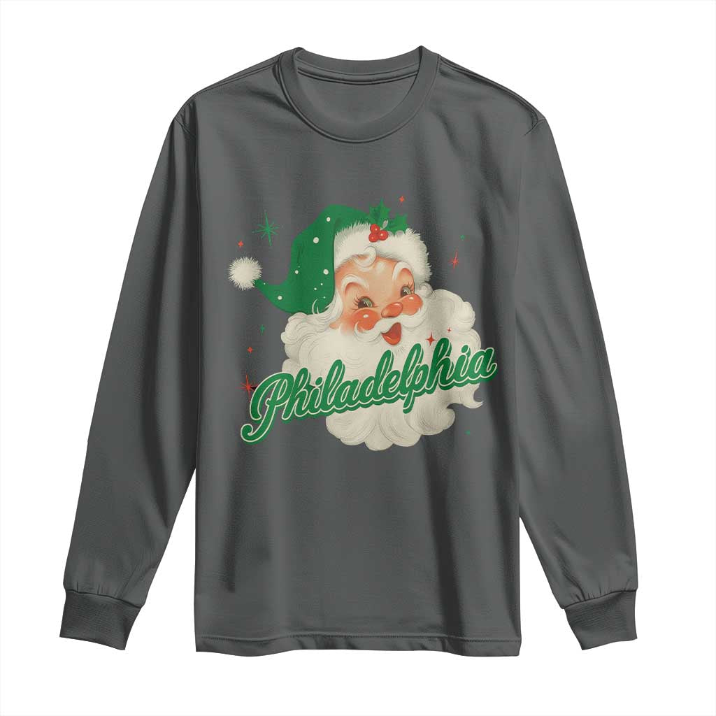 Christmas Philadelphia Football Long Sleeve Shirt Vintage Santa Philly Lovers - Wonder Print Shop