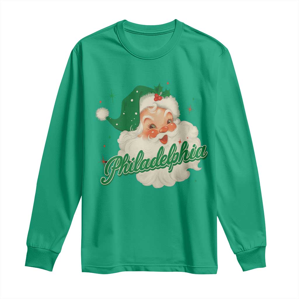 Christmas Philadelphia Football Long Sleeve Shirt Vintage Santa Philly Lovers - Wonder Print Shop