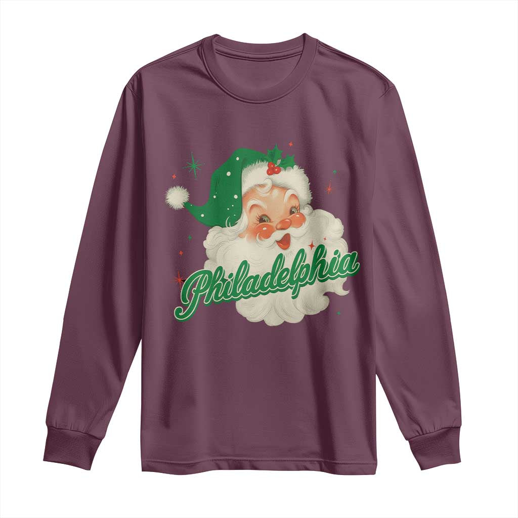 Christmas Philadelphia Football Long Sleeve Shirt Vintage Santa Philly Lovers - Wonder Print Shop