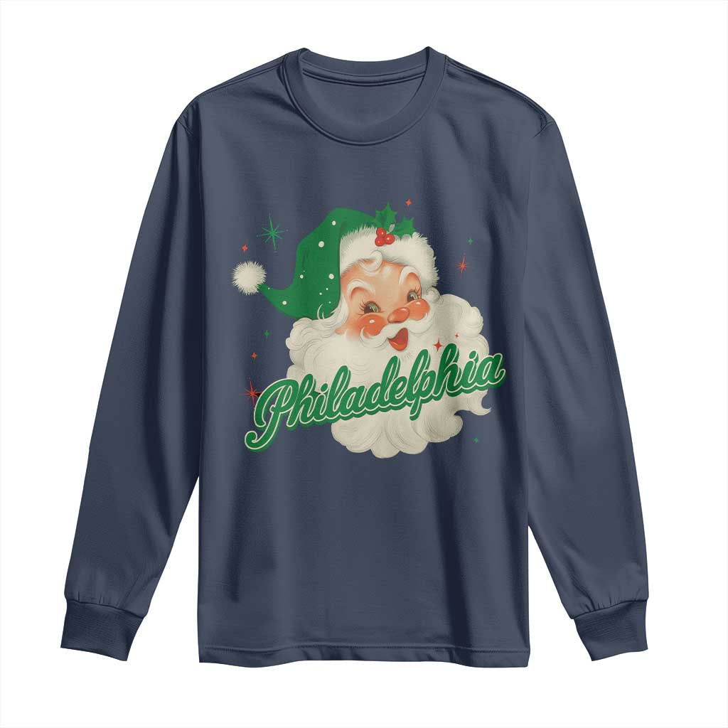 Christmas Philadelphia Football Long Sleeve Shirt Vintage Santa Philly Lovers - Wonder Print Shop