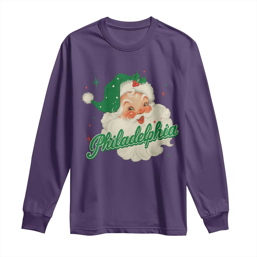 Christmas Philadelphia Football Long Sleeve Shirt Vintage Santa Philly Lovers - Wonder Print Shop