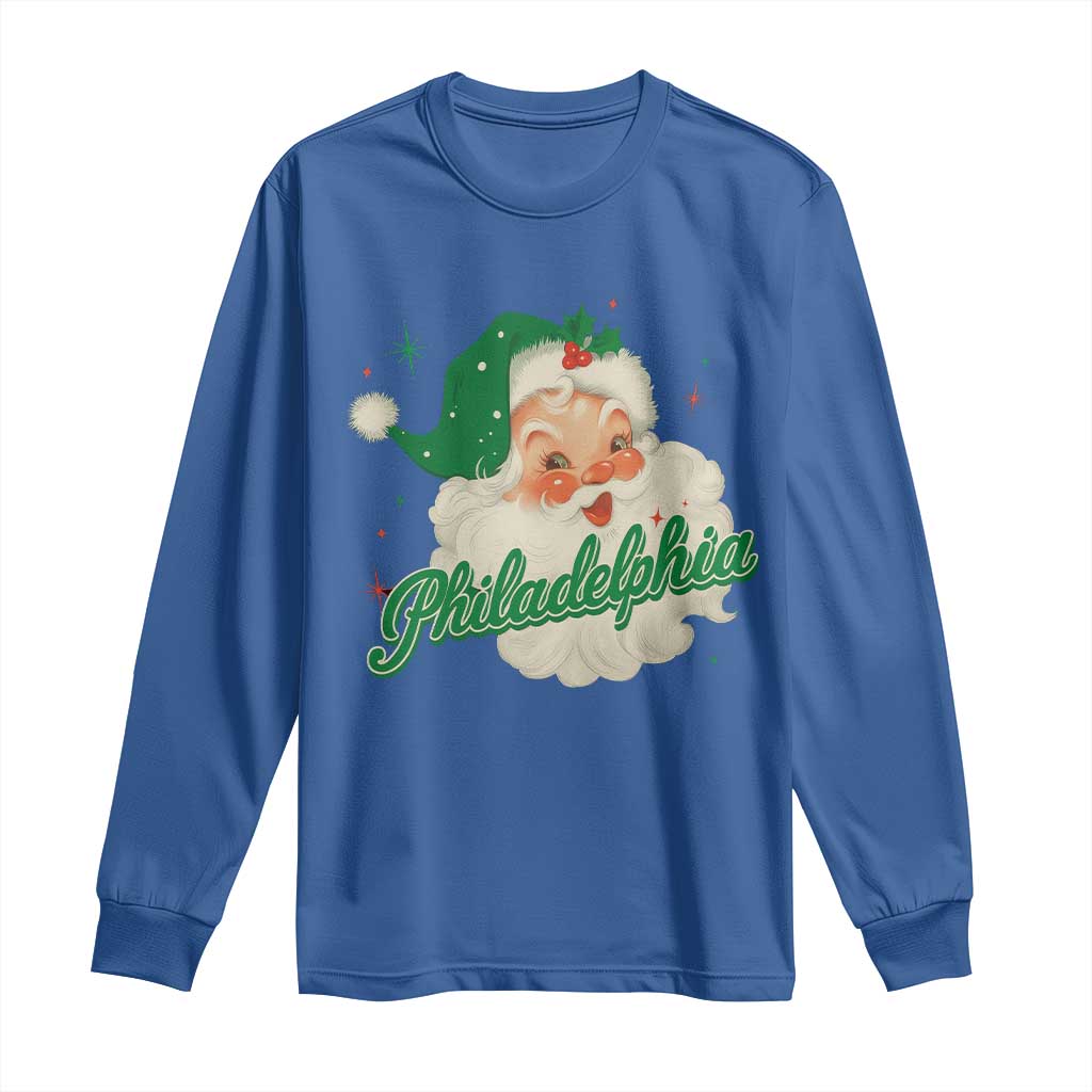 Christmas Philadelphia Football Long Sleeve Shirt Vintage Santa Philly Lovers - Wonder Print Shop