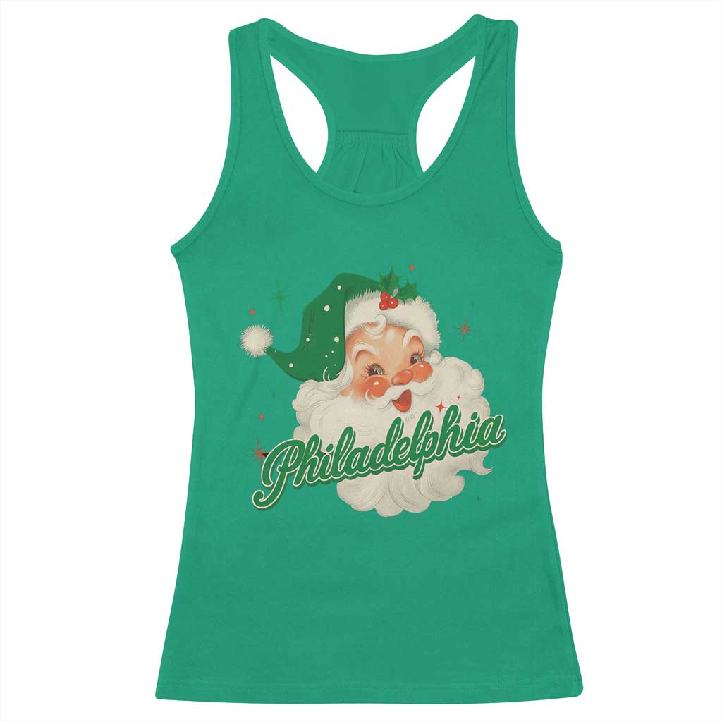 Christmas Philadelphia Football Racerback Tank Top Vintage Santa Philly Lovers - Wonder Print Shop