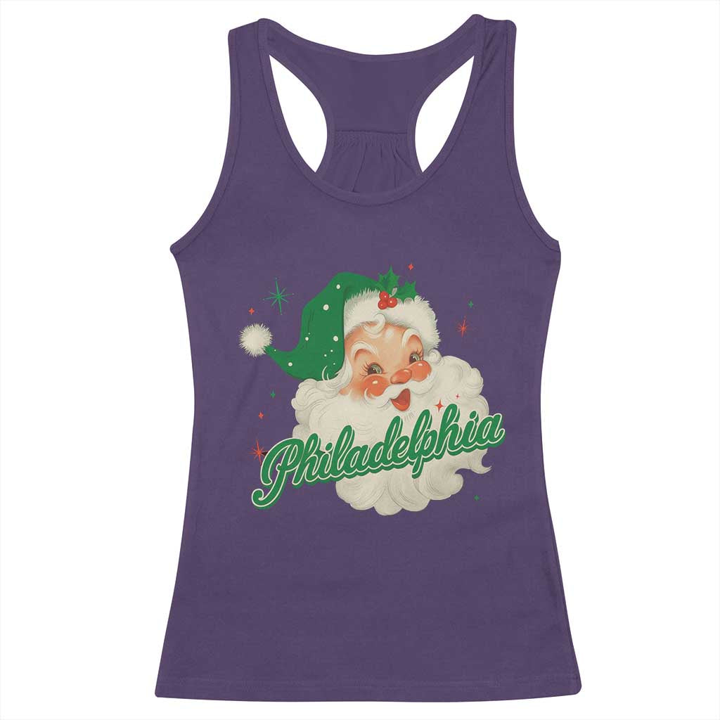 Christmas Philadelphia Football Racerback Tank Top Vintage Santa Philly Lovers - Wonder Print Shop