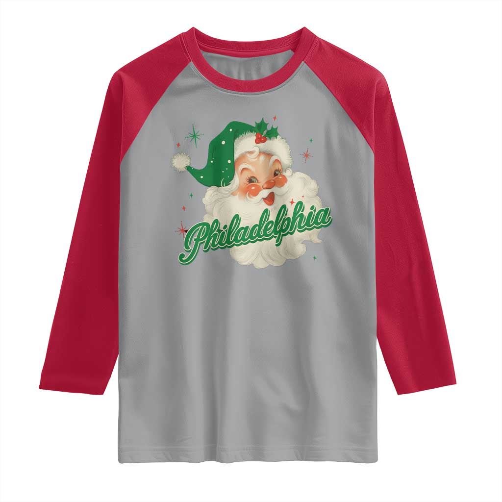 Christmas Philadelphia Football Raglan Shirt Vintage Santa Philly Lovers - Wonder Print Shop