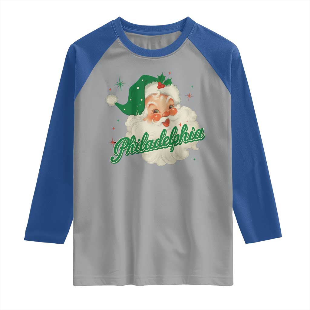Christmas Philadelphia Football Raglan Shirt Vintage Santa Philly Lovers - Wonder Print Shop