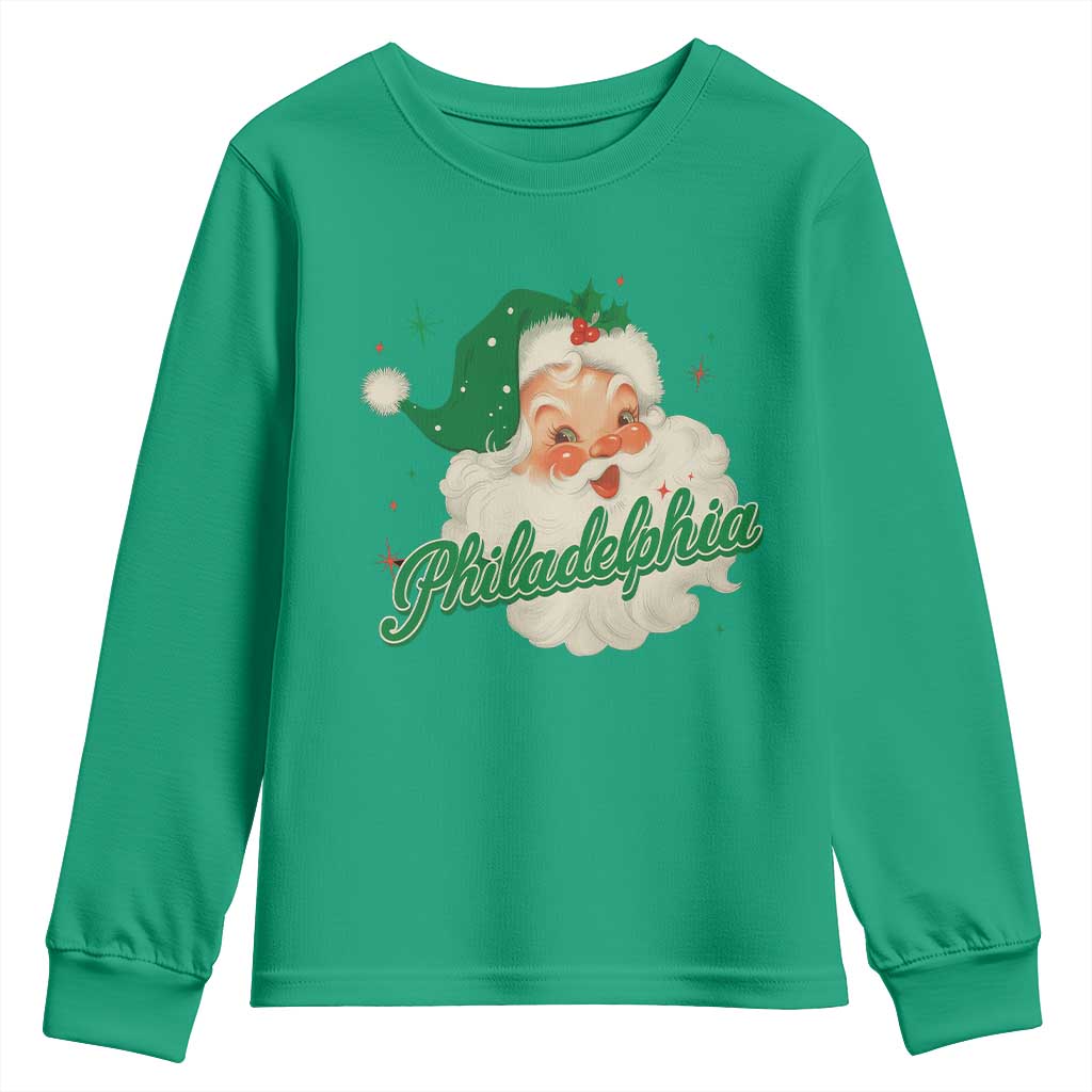 Christmas Philadelphia Football Youth Sweatshirt Vintage Santa Philly Lovers - Wonder Print Shop
