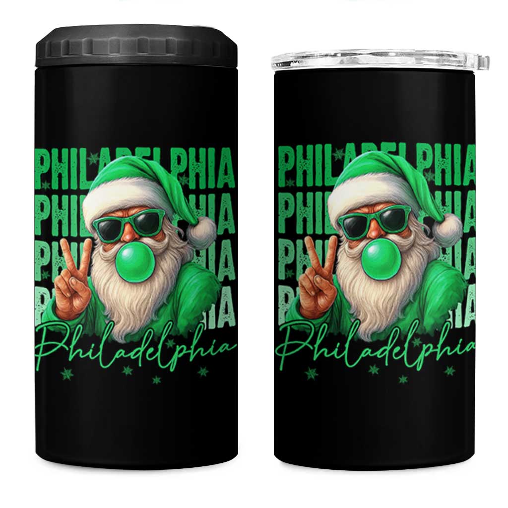 Philadelphia Football Christmas 4 in 1 Can Cooler Tumbler Santa Retro Philly Fan - Wonder Print Shop