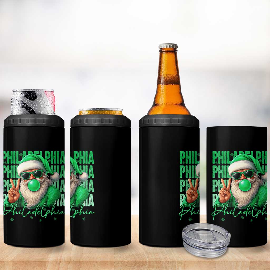 Philadelphia Football Christmas 4 in 1 Can Cooler Tumbler Santa Retro Philly Fan - Wonder Print Shop
