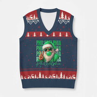 Philadelphia Football Xmas V-Neck Knit Sweater Vest Santa Retro Philly Fan - Wonder Print Shop