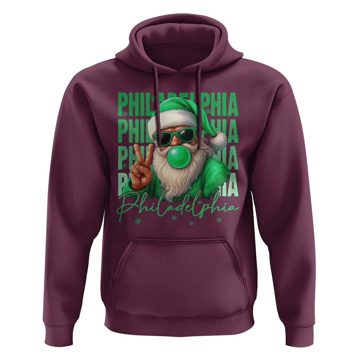 Philadelphia Football Christmas Hoodie Santa Retro Philly Fan - Wonder Print Shop