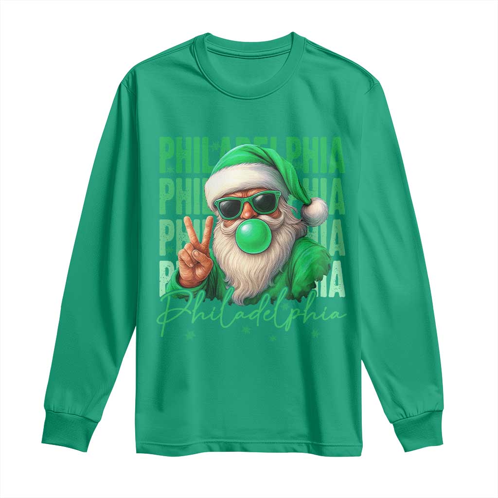 Philadelphia Football Christmas Long Sleeve Shirt Santa Retro Philly Fan - Wonder Print Shop
