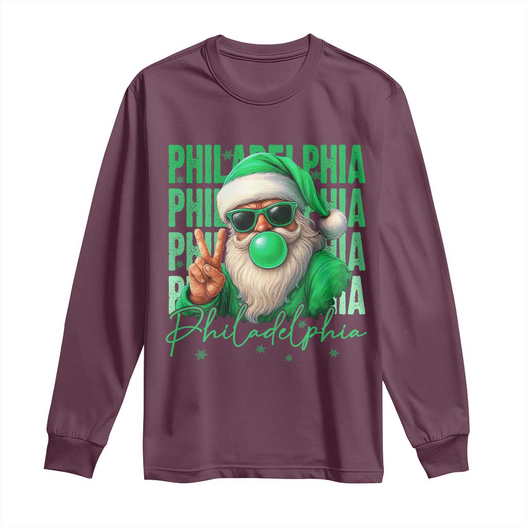 Philadelphia Football Christmas Long Sleeve Shirt Santa Retro Philly Fan - Wonder Print Shop