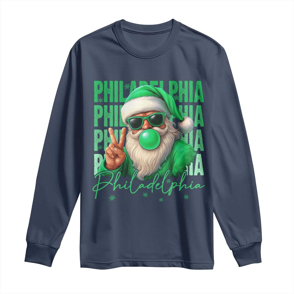Philadelphia Football Christmas Long Sleeve Shirt Santa Retro Philly Fan - Wonder Print Shop
