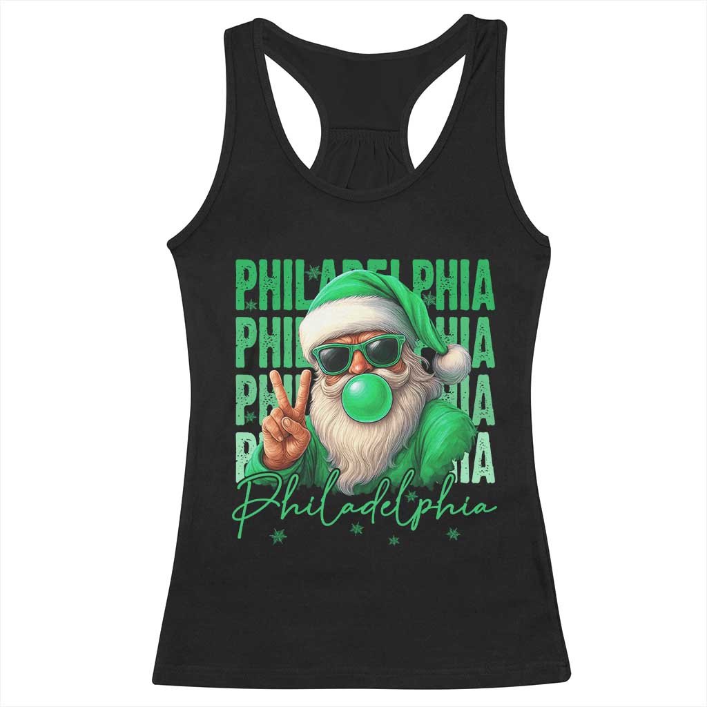 Philadelphia Football Christmas Racerback Tank Top Santa Retro Philly Fan - Wonder Print Shop