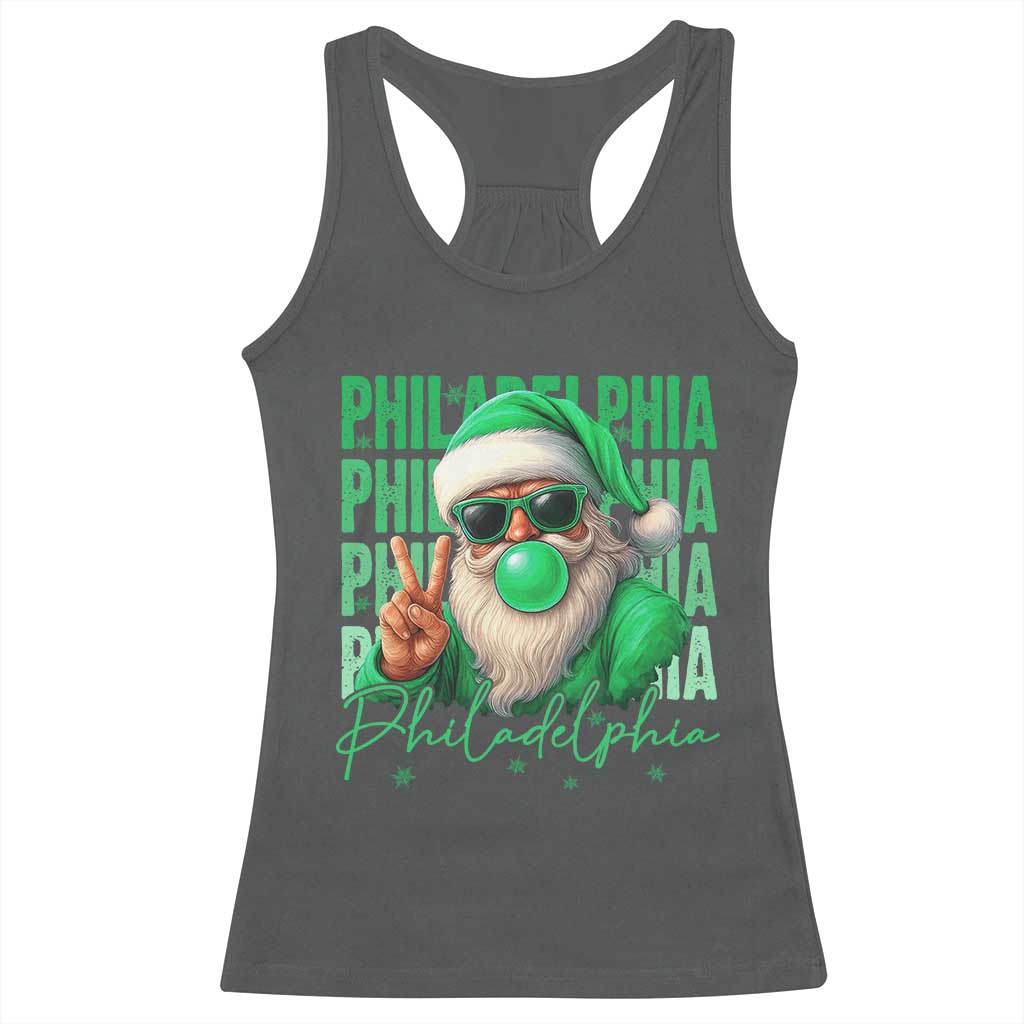 Philadelphia Football Christmas Racerback Tank Top Santa Retro Philly Fan - Wonder Print Shop