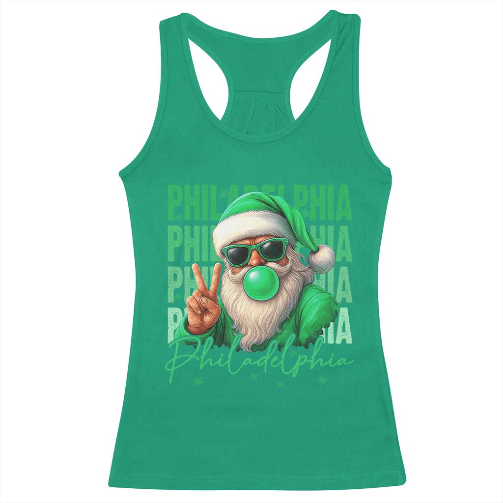 Philadelphia Football Christmas Racerback Tank Top Santa Retro Philly Fan - Wonder Print Shop