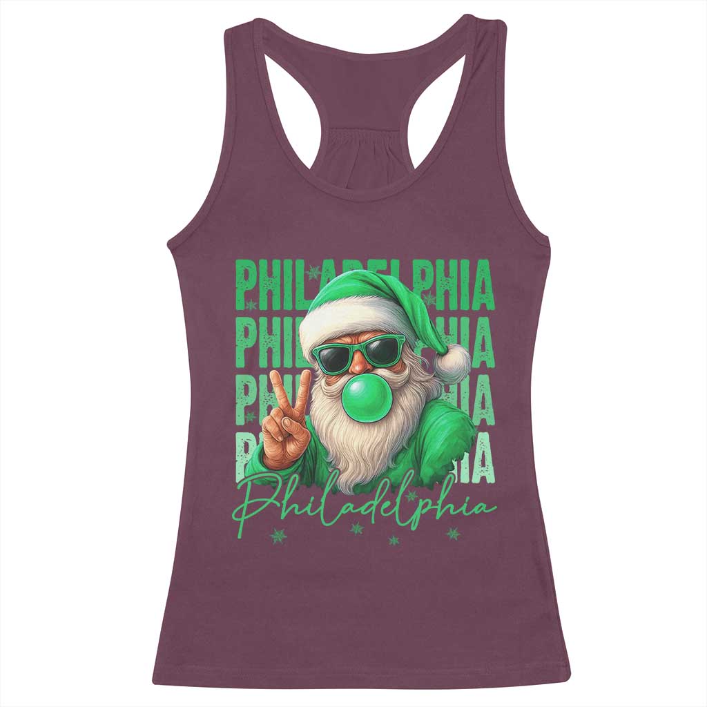 Philadelphia Football Christmas Racerback Tank Top Santa Retro Philly Fan - Wonder Print Shop