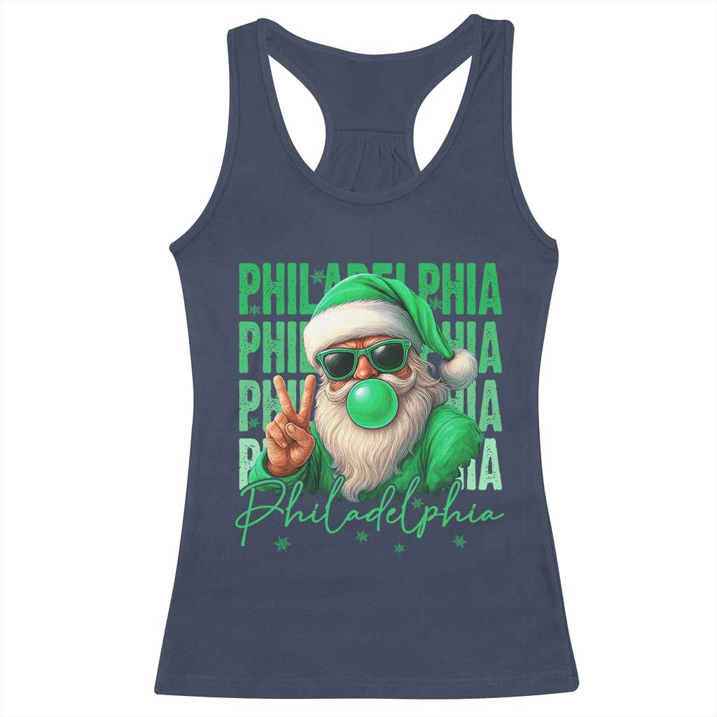 Philadelphia Football Christmas Racerback Tank Top Santa Retro Philly Fan - Wonder Print Shop