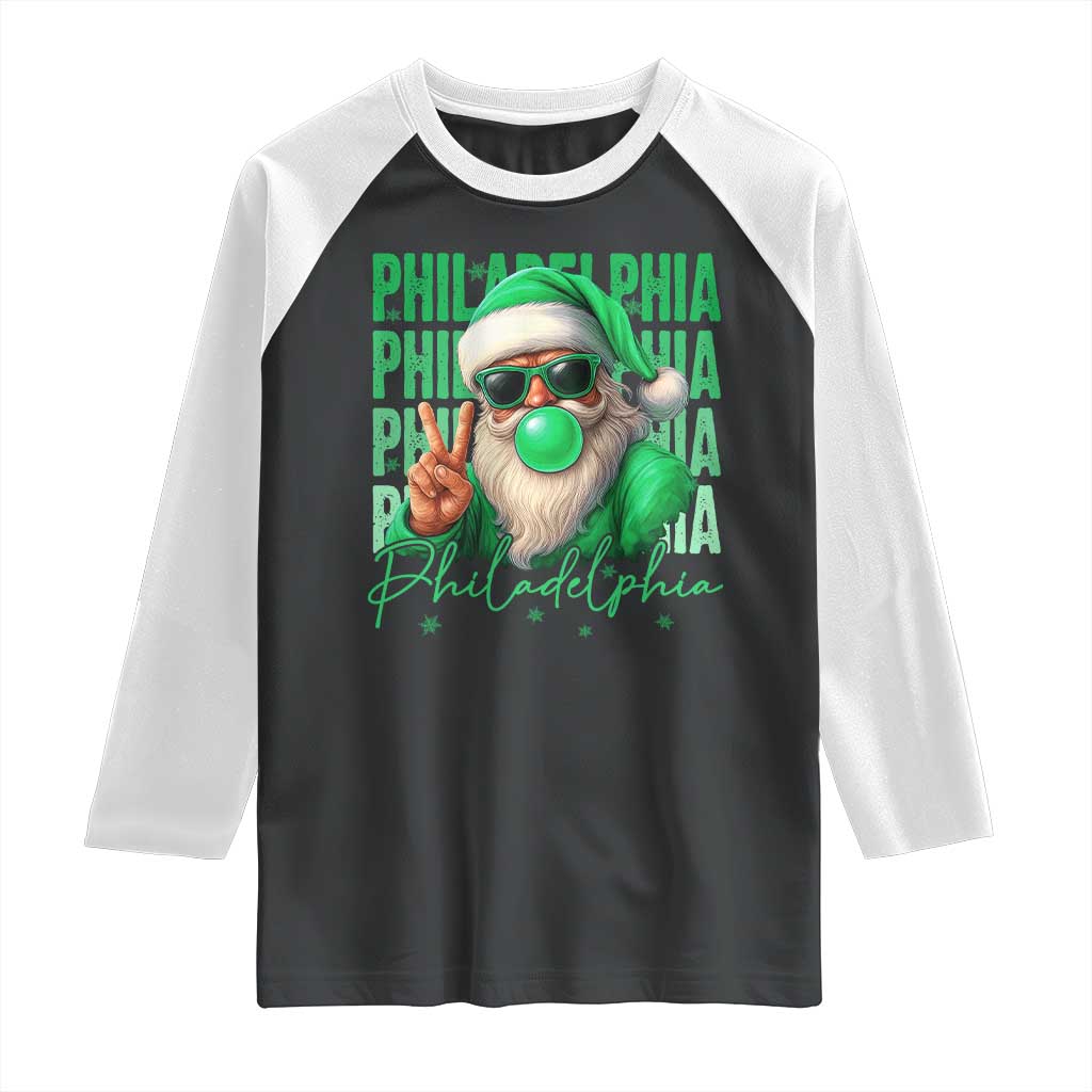 Philadelphia Football Christmas Raglan Shirt Santa Retro Philly Fan - Wonder Print Shop