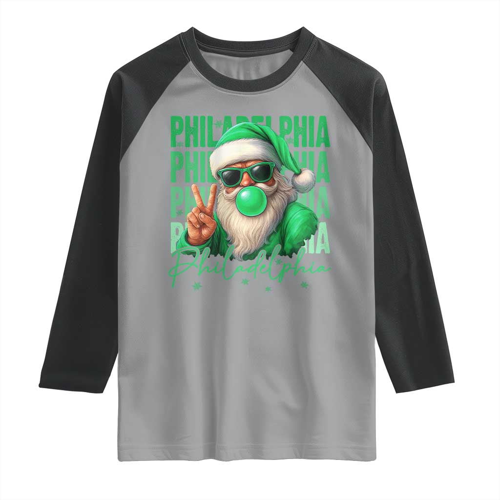 Philadelphia Football Christmas Raglan Shirt Santa Retro Philly Fan - Wonder Print Shop