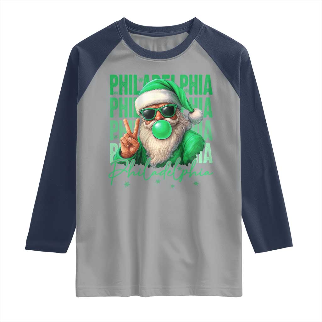 Philadelphia Football Christmas Raglan Shirt Santa Retro Philly Fan - Wonder Print Shop