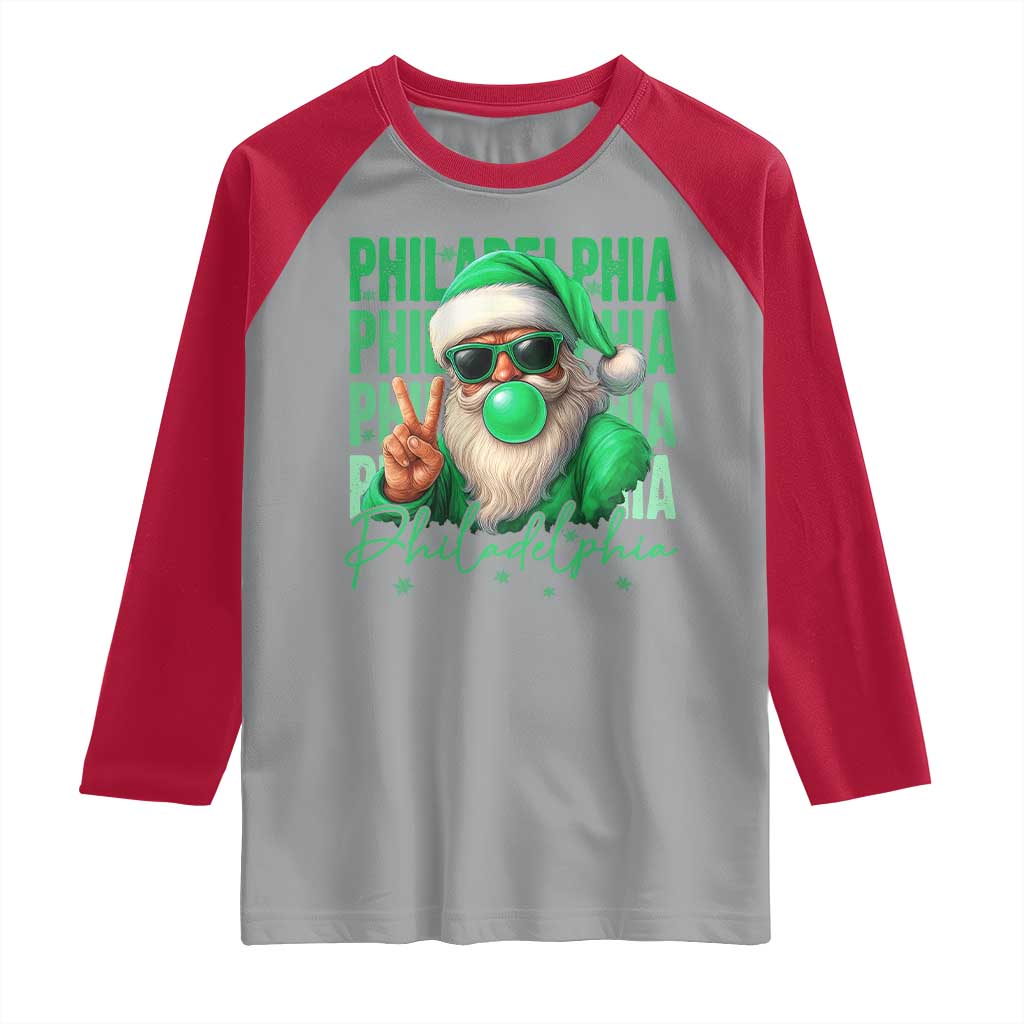 Philadelphia Football Christmas Raglan Shirt Santa Retro Philly Fan - Wonder Print Shop