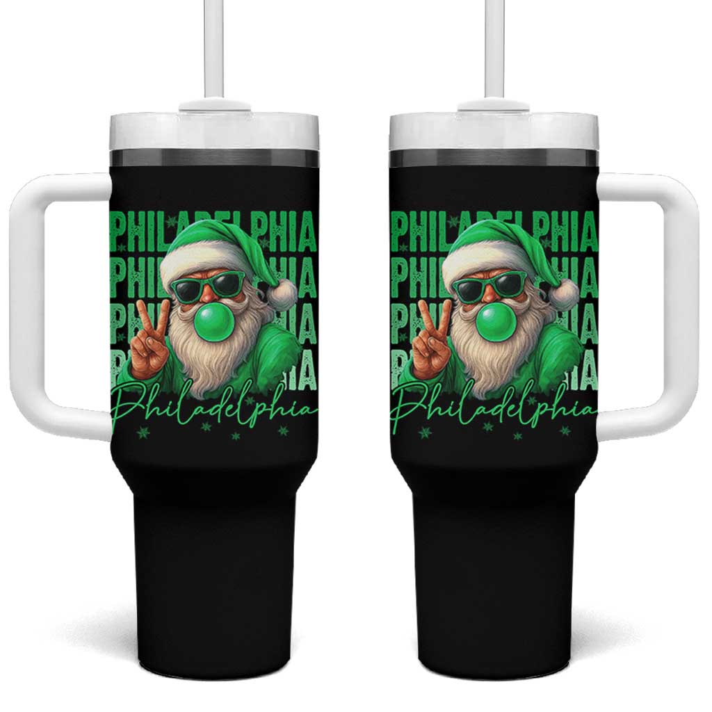 Philadelphia Football Christmas Tumbler With Handle Santa Retro Philly Fan - Wonder Print Shop