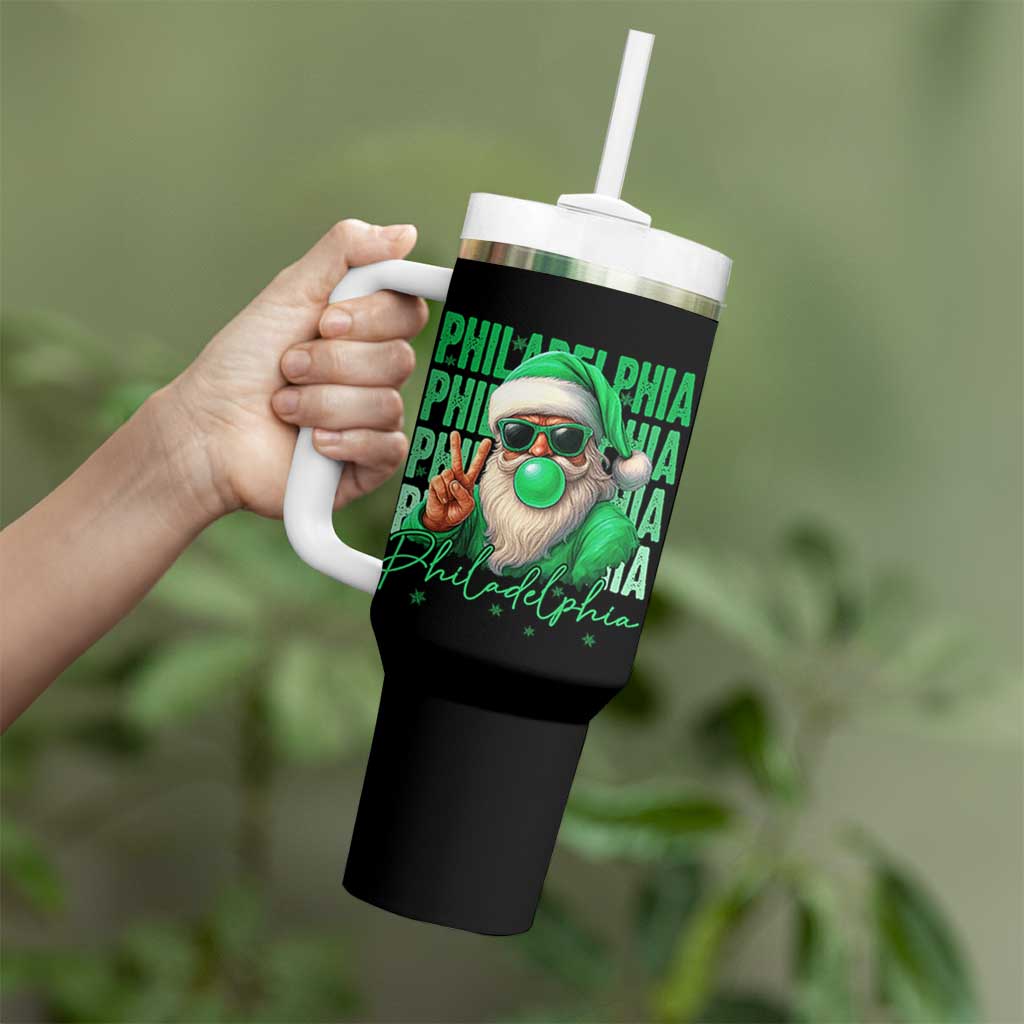 Philadelphia Football Christmas Tumbler With Handle Santa Retro Philly Fan - Wonder Print Shop