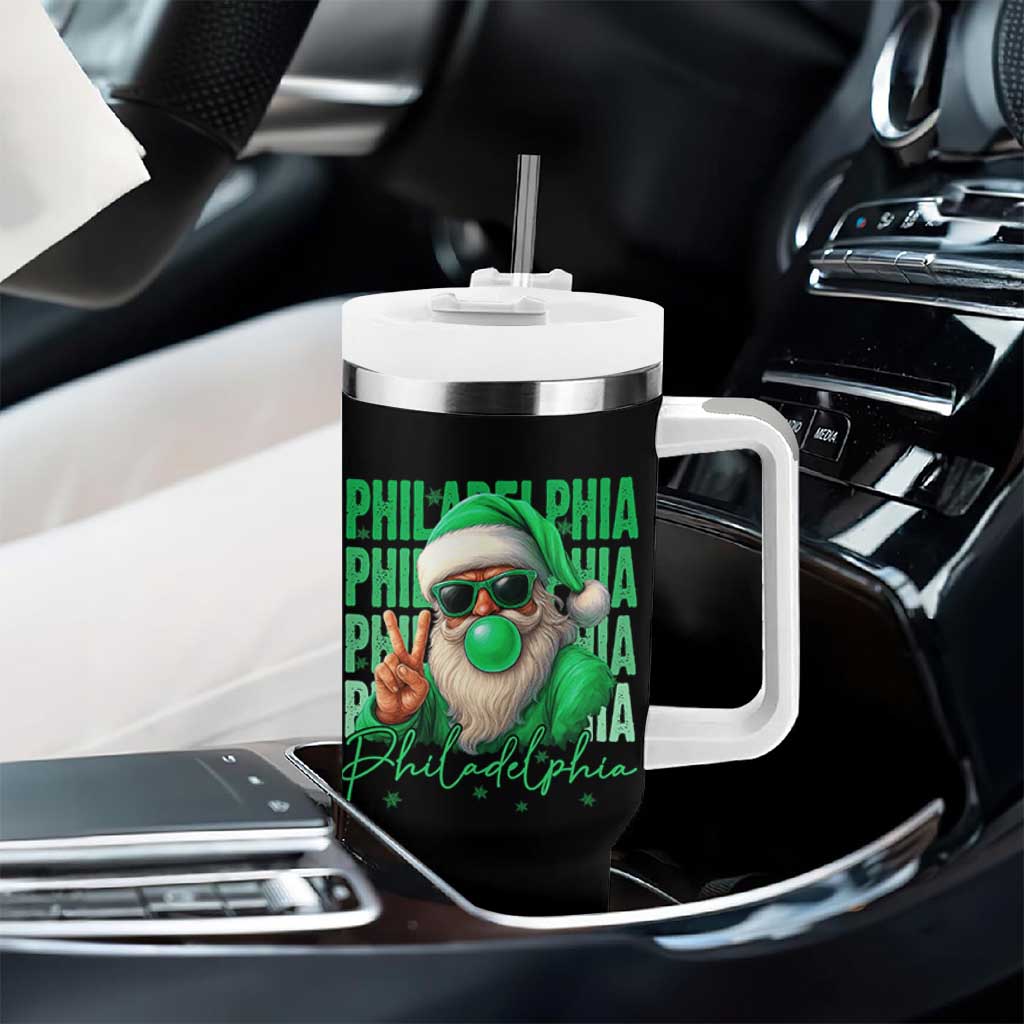 Philadelphia Football Christmas Tumbler With Handle Santa Retro Philly Fan - Wonder Print Shop