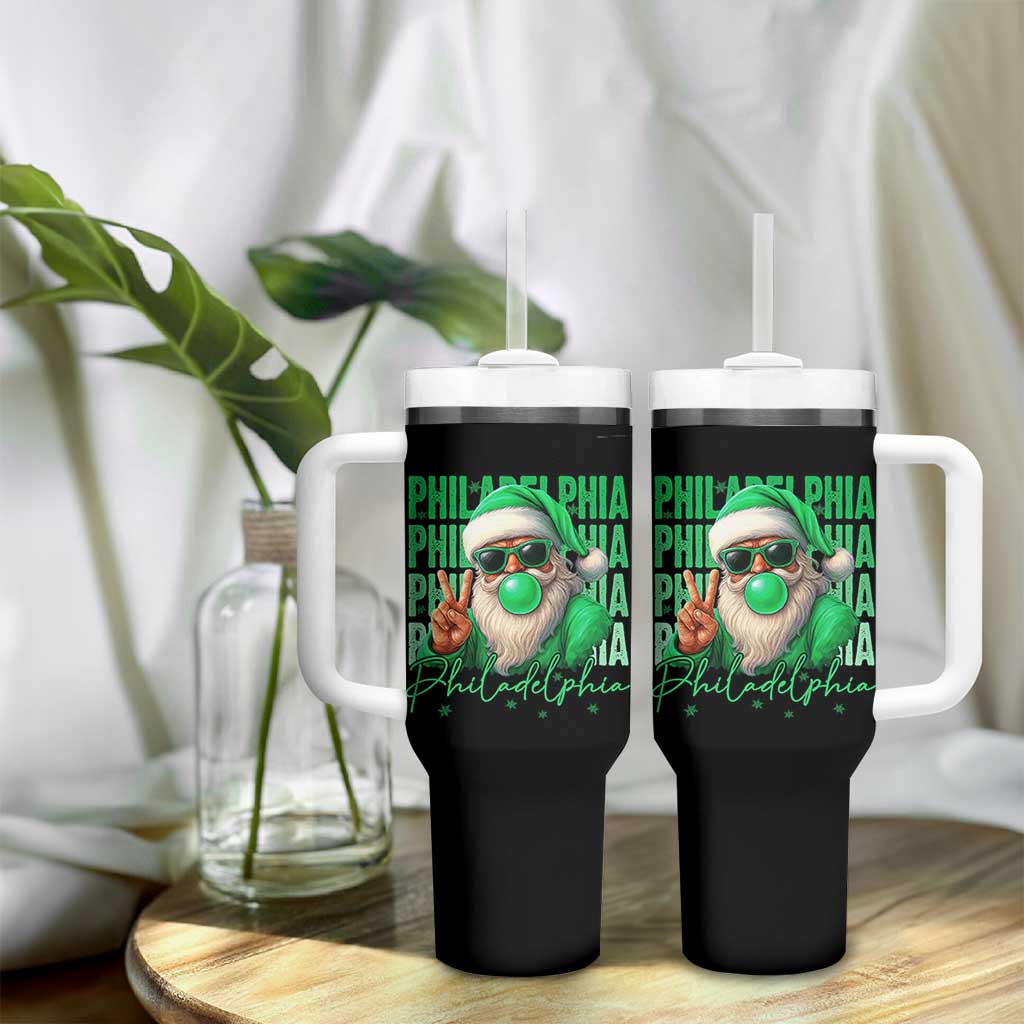 Philadelphia Football Christmas Tumbler With Handle Santa Retro Philly Fan - Wonder Print Shop