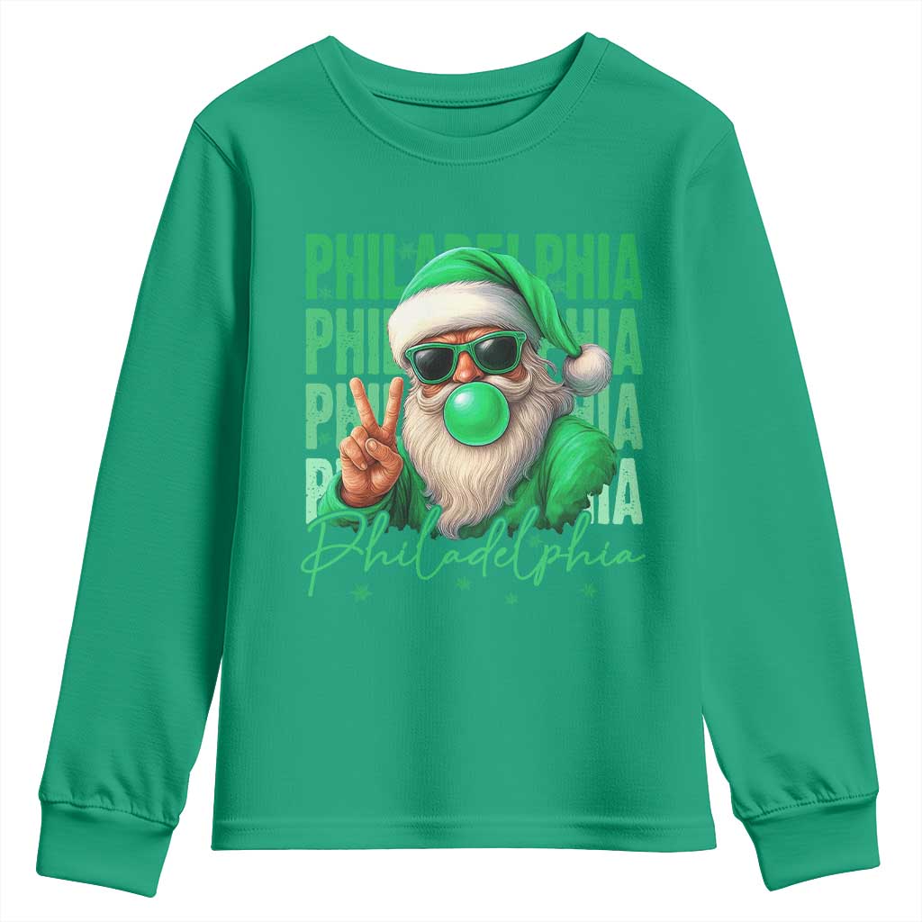Philadelphia Football Christmas Youth Sweatshirt Santa Retro Philly Fan - Wonder Print Shop