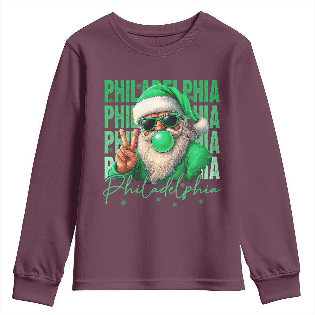 Philadelphia Football Christmas Youth Sweatshirt Santa Retro Philly Fan - Wonder Print Shop