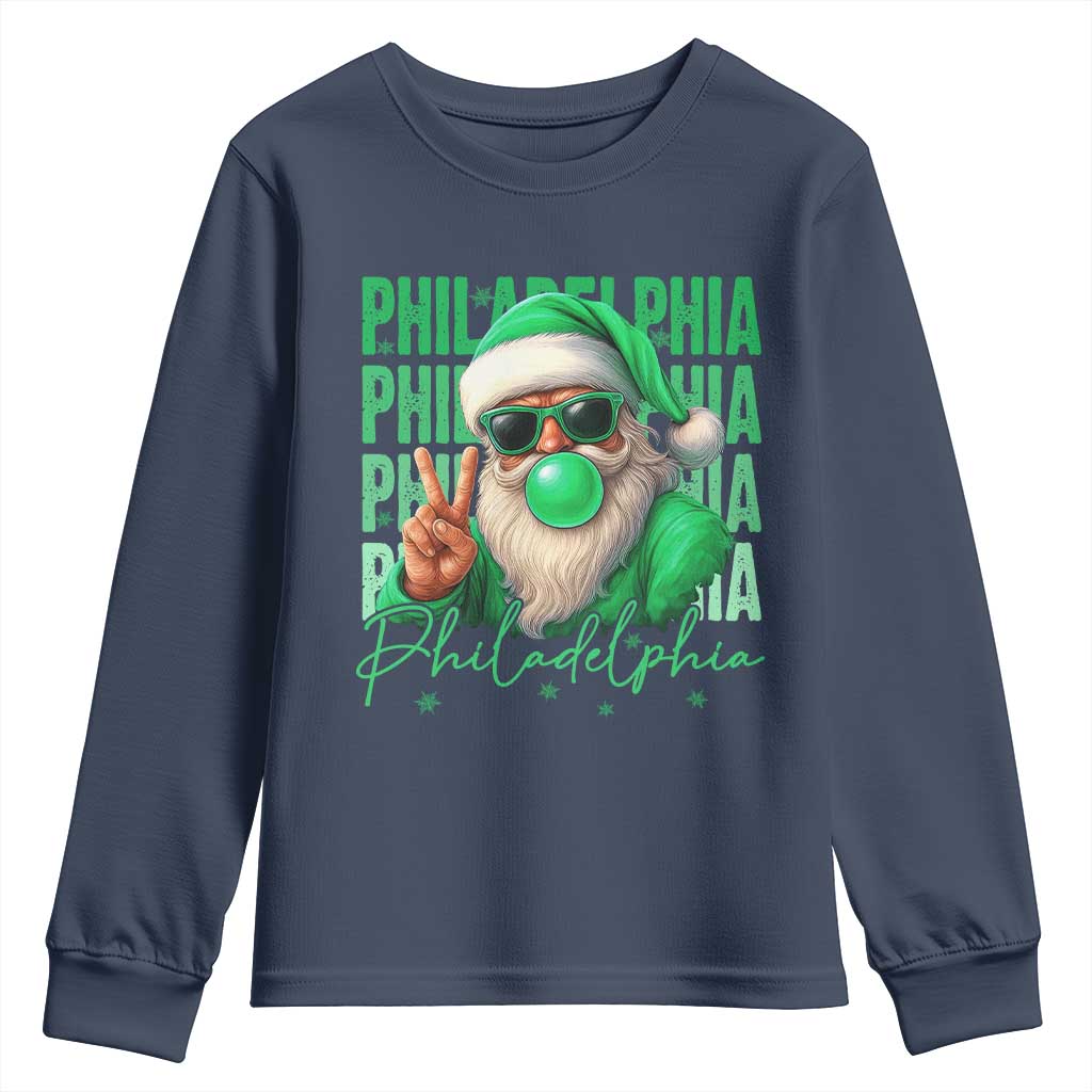 Philadelphia Football Christmas Youth Sweatshirt Santa Retro Philly Fan - Wonder Print Shop