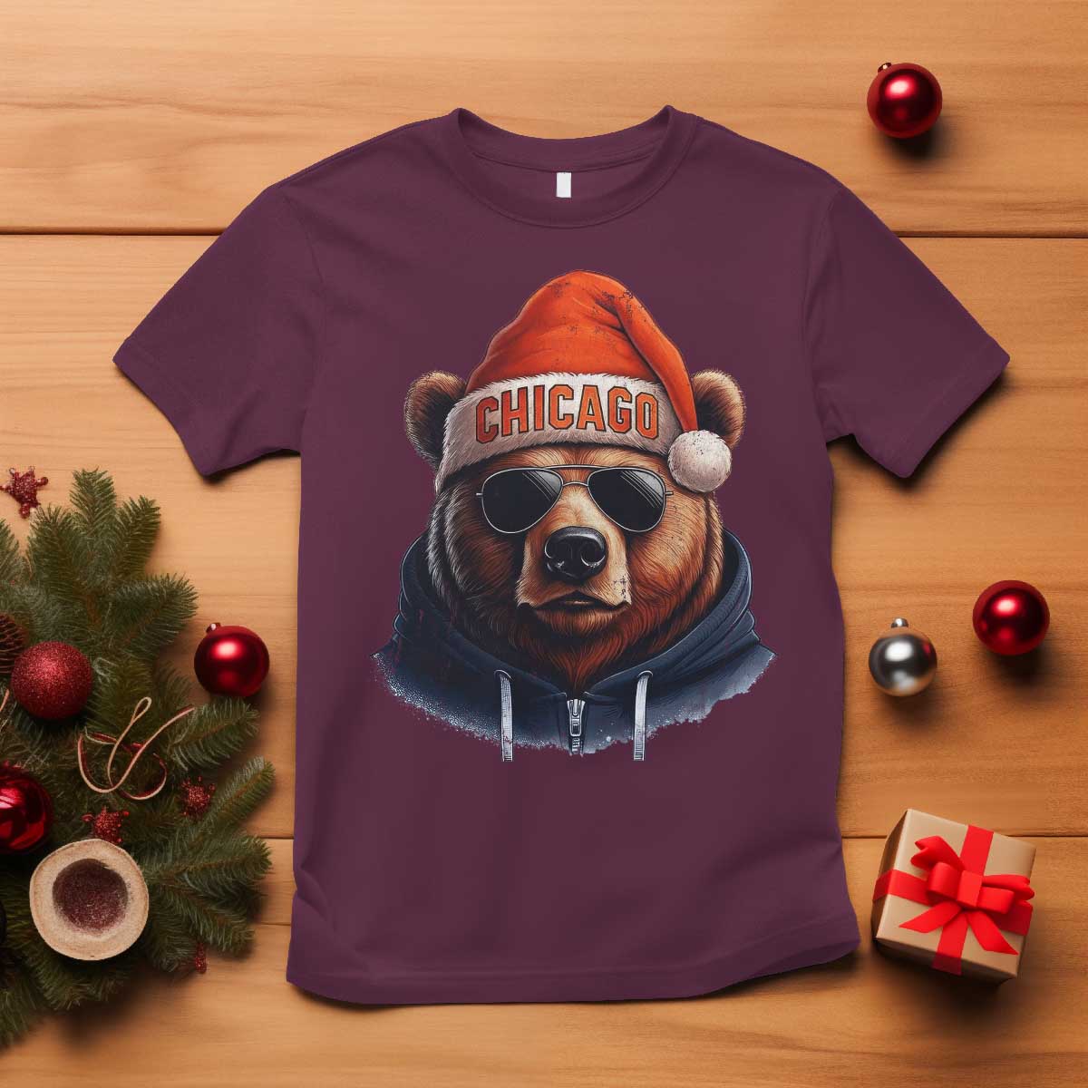 Vintage Chicago Football Christmas T Shirt Trendy Fan Gifts Game Day Apparel Bears Fan Gear - Wonder Print Shop