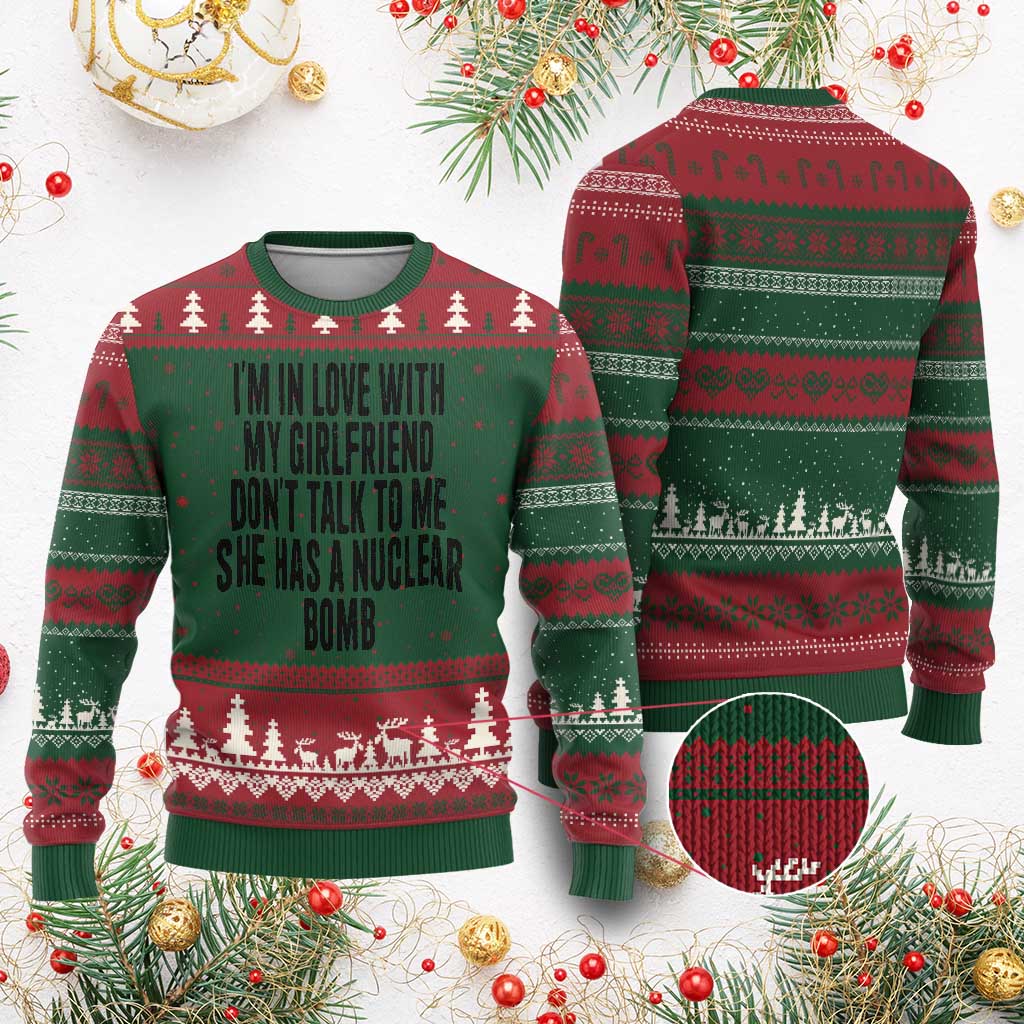 I'm In Love With My Girlfriend Don't Talk To Me Ugly Christmas Sweater Funny Relationship Boyfriend Gifts - Wonder Print Shop