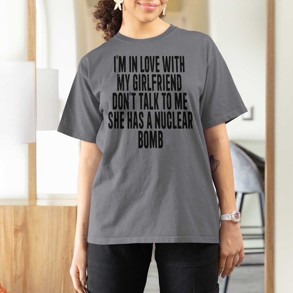 I'm In Love With My Girlfriend Don't Talk To Me T Shirt For Women Funny Relationship Boyfriend Gifts - Wonder Print Shop