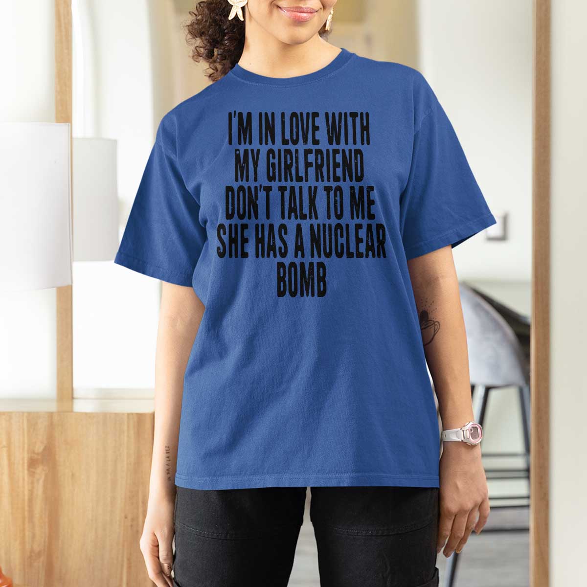 I'm In Love With My Girlfriend Don't Talk To Me T Shirt For Women Funny Relationship Boyfriend Gifts - Wonder Print Shop