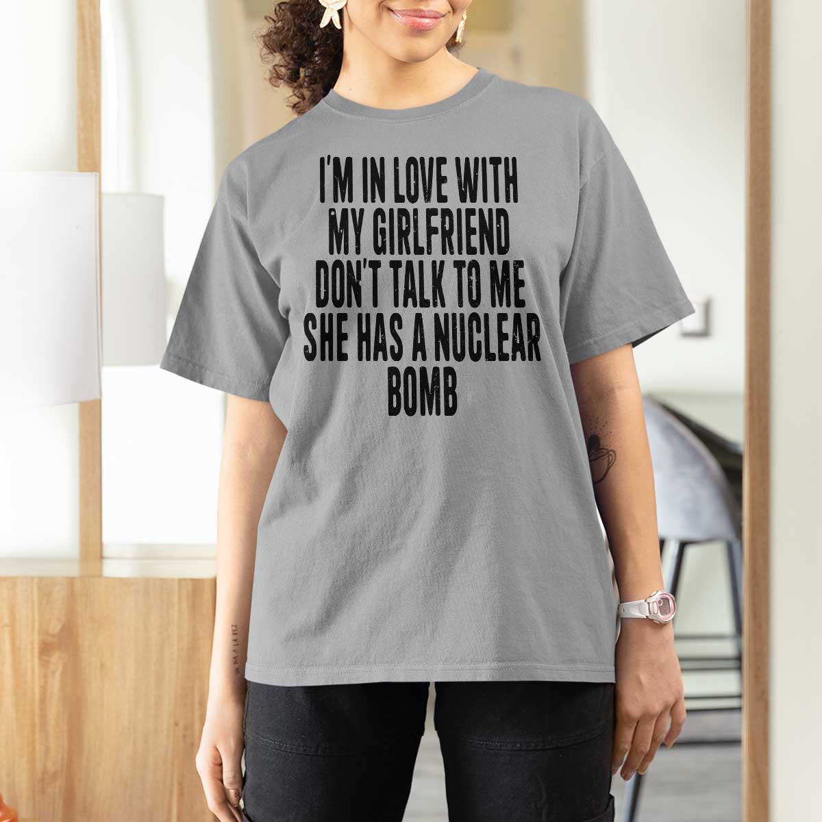 I'm In Love With My Girlfriend Don't Talk To Me T Shirt For Women Funny Relationship Boyfriend Gifts - Wonder Print Shop