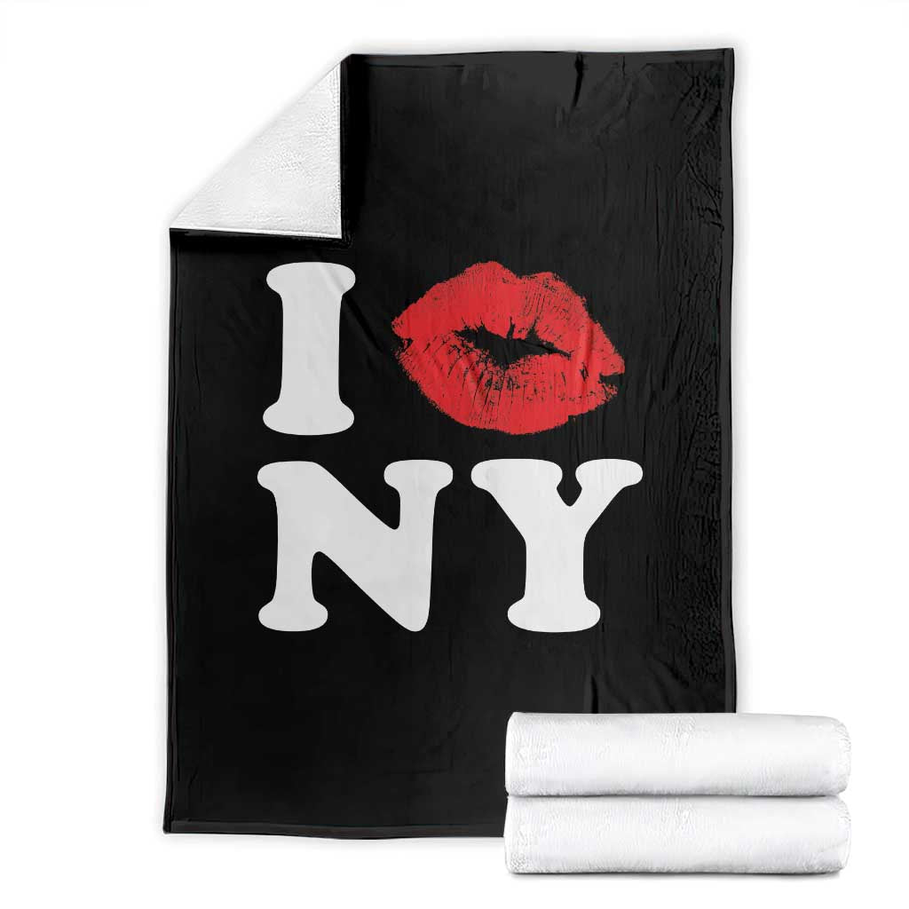 I Love NY Throw Blanket Sexy Lips Red Lipstick Kiss New York Lover Travel Gift - Wonder Print Shop