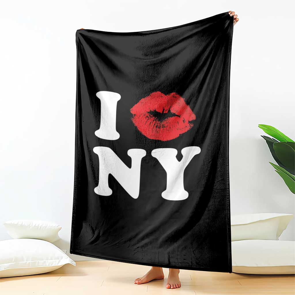 I Love NY Throw Blanket Sexy Lips Red Lipstick Kiss New York Lover Travel Gift - Wonder Print Shop