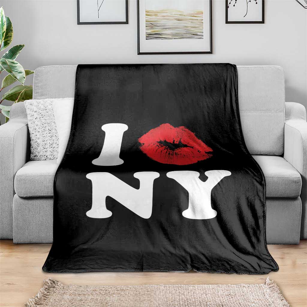 I Love NY Throw Blanket Sexy Lips Red Lipstick Kiss New York Lover Travel Gift - Wonder Print Shop