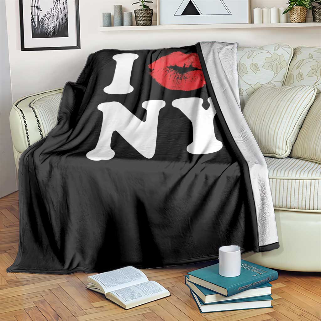 I Love NY Throw Blanket Sexy Lips Red Lipstick Kiss New York Lover Travel Gift - Wonder Print Shop
