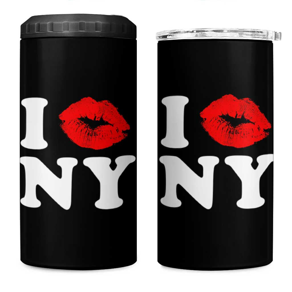 I Love NY 4 in 1 Can Cooler Tumbler Sexy Lips Red Lipstick Kiss New York Lover Travel Gift - Wonder Print Shop